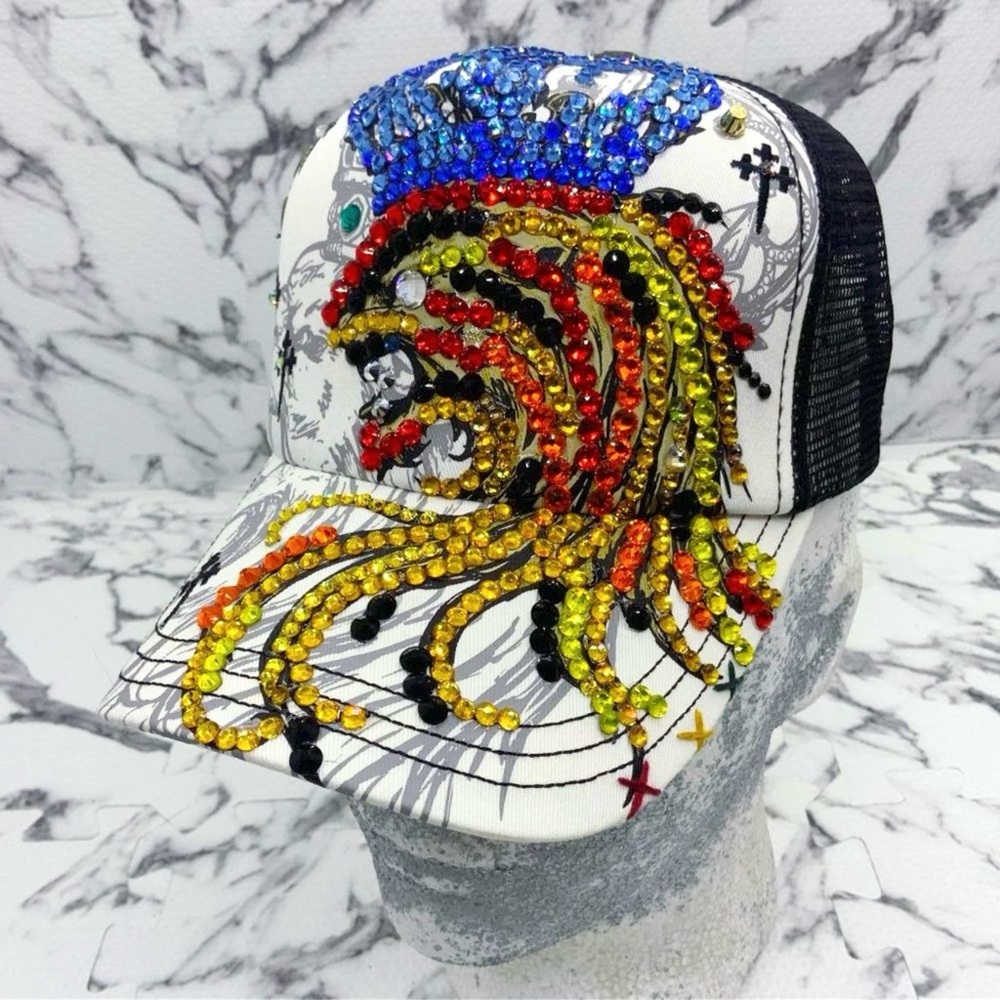 Men’s Lion King Rhinestone Trucker Hat by Rebel Spirit